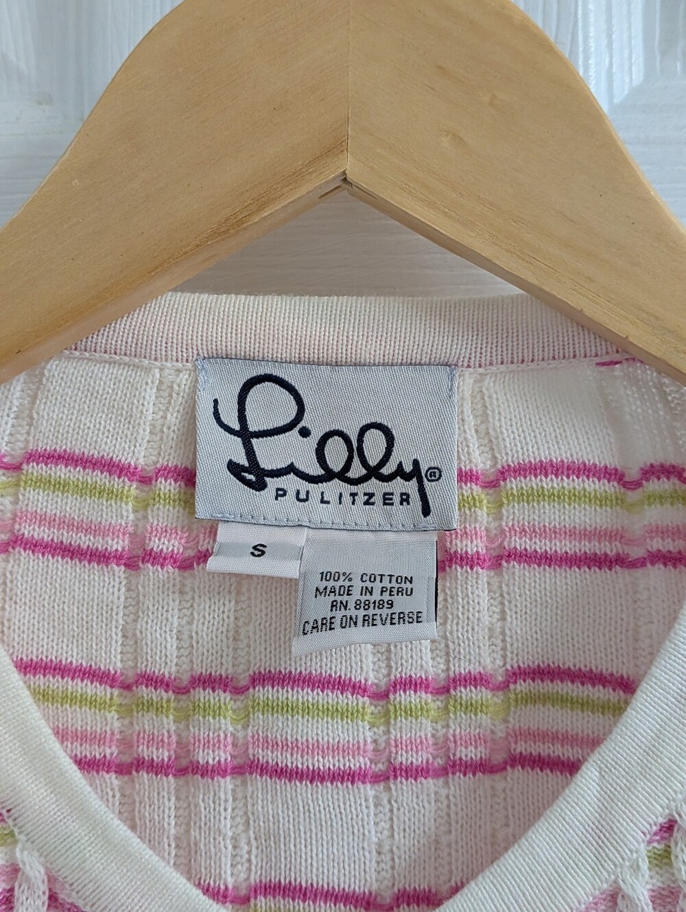 Vtg Y2K Lilly Pulitzer White Pink Green Preppy Button Cotton Cardigan Top Sz S - Picture 2 of 5
